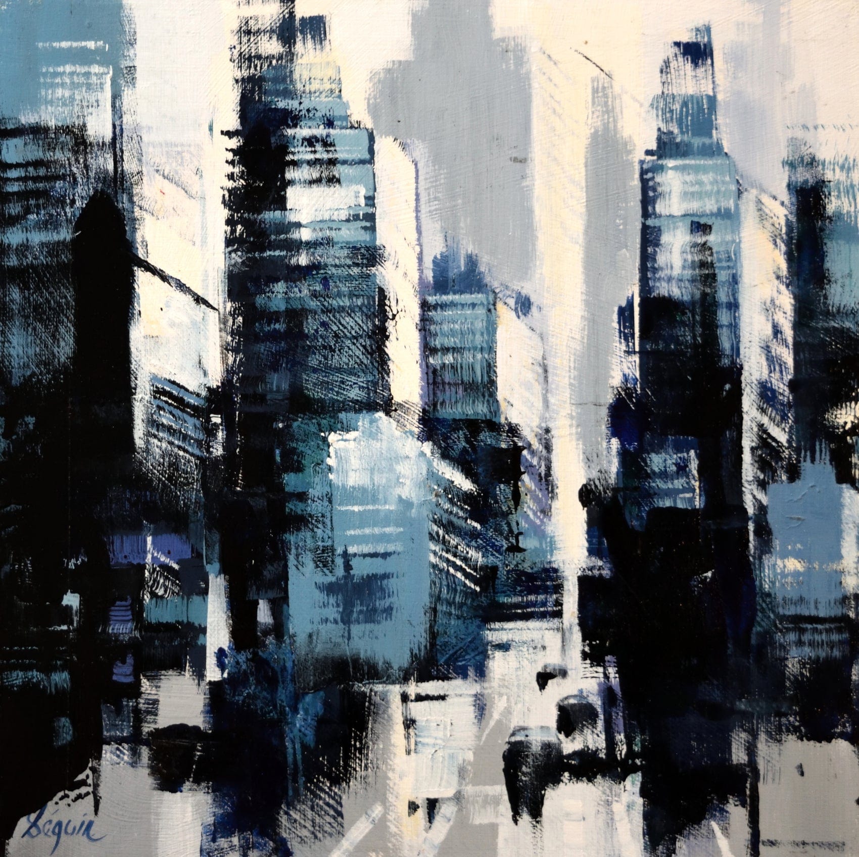 Robert Séguin Oeuvre original - Peinture 12x12 URBANIA 2213
