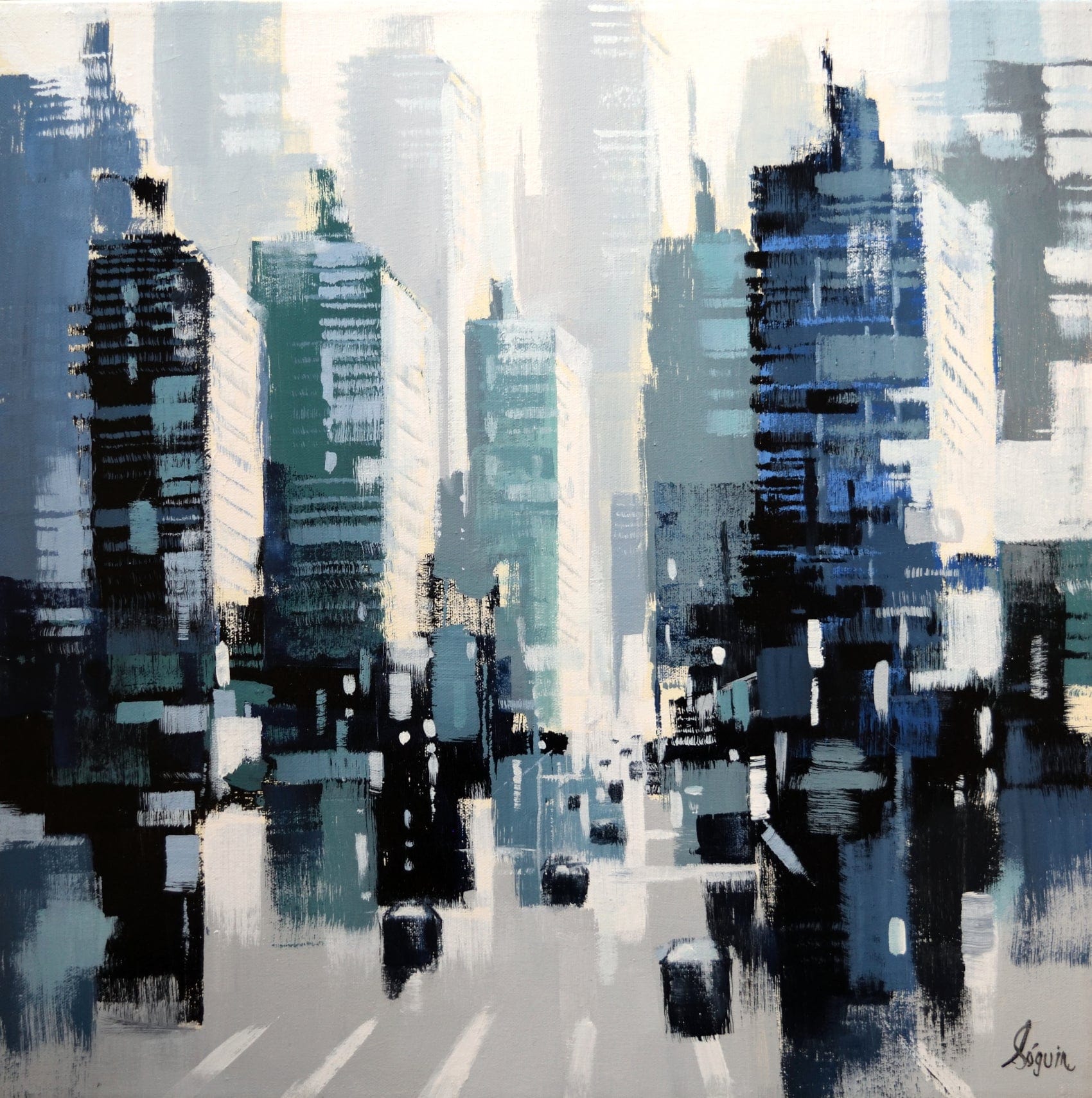 Robert Séguin Oeuvre original - Peinture 18x18 URBANIA 2214