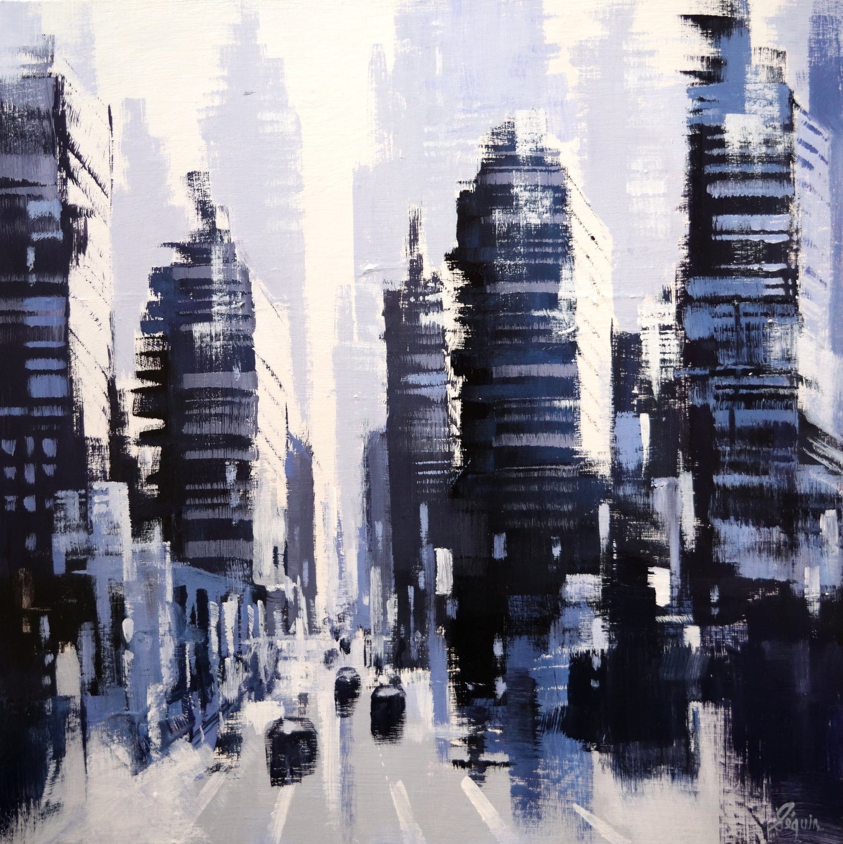 Robert Séguin Oeuvre original - Peinture 18x18 URBANIA 2215