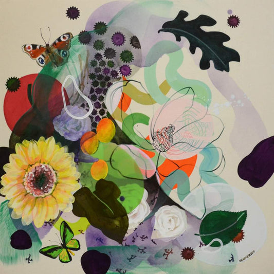 Sophie Carrier Oeuvre original - Peinture 30x30 Floraison tourbillonnante