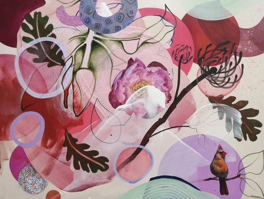 Sophie Carrier Oeuvre original - Peinture 30x40 Pink Wave