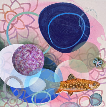 Sophie Carrier Oeuvre original - Peinture 24x24 Truite rêveuse