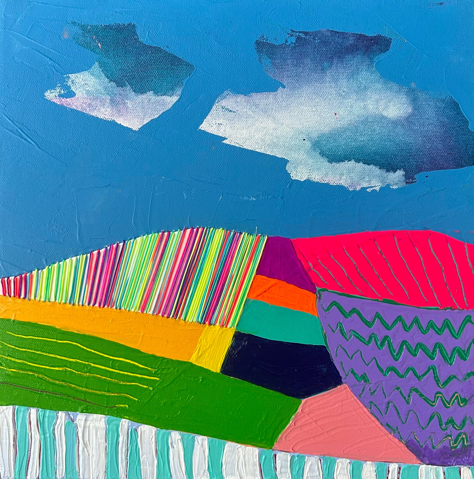 Stéphanie H. Oeuvre original - Peinture 12x12 Au bas des montagnes