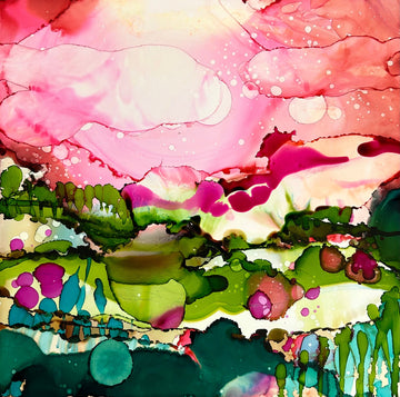 Stéphanie H. Oeuvre original - Peinture 12x12 Au soleil levant