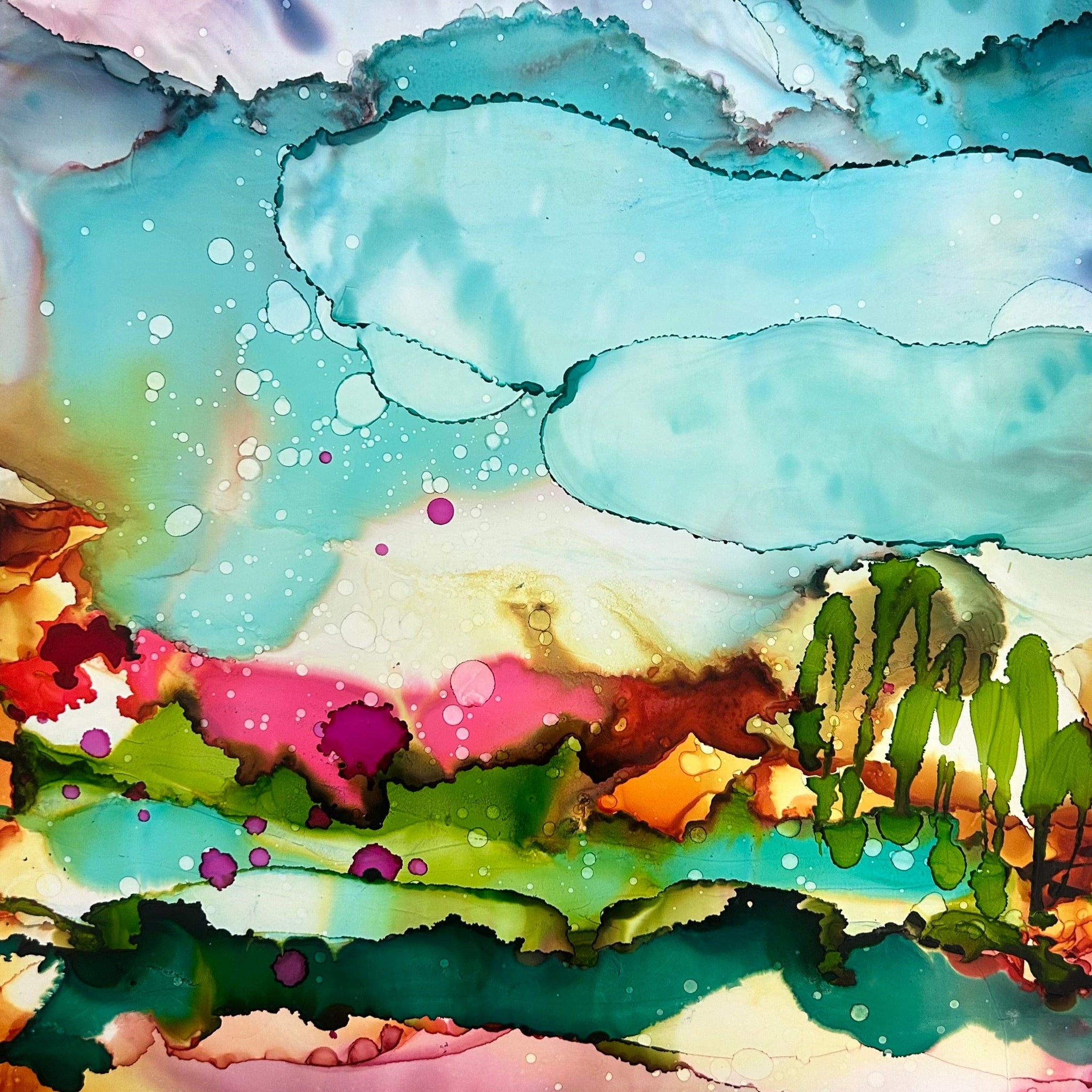 Stéphanie H. Oeuvre original - Peinture 12x12 Chaleur et romance