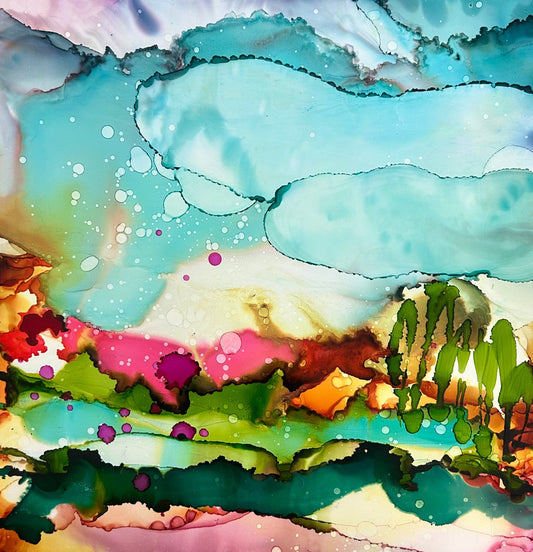 Stéphanie H. Oeuvre original - Peinture 12x12 Chaleur et romance