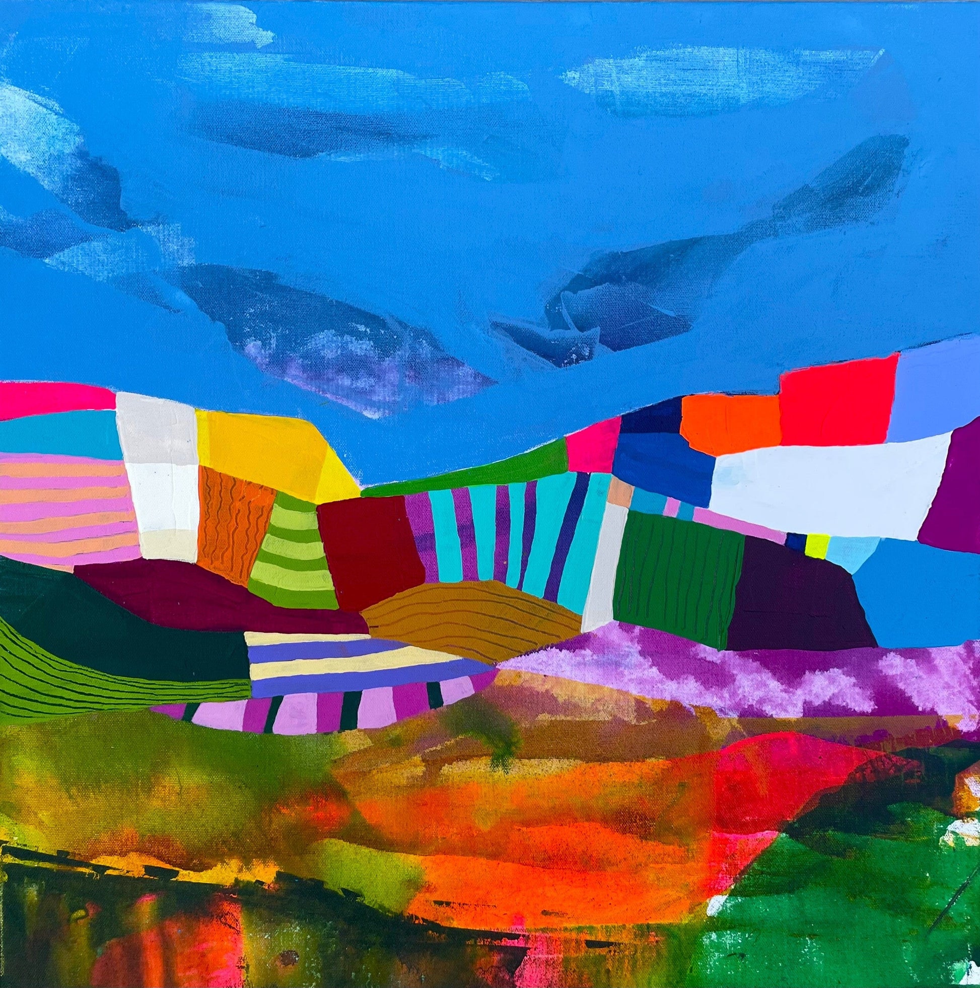 Stéphanie H. Oeuvre original - Peinture 24x24 Découvrir le monde