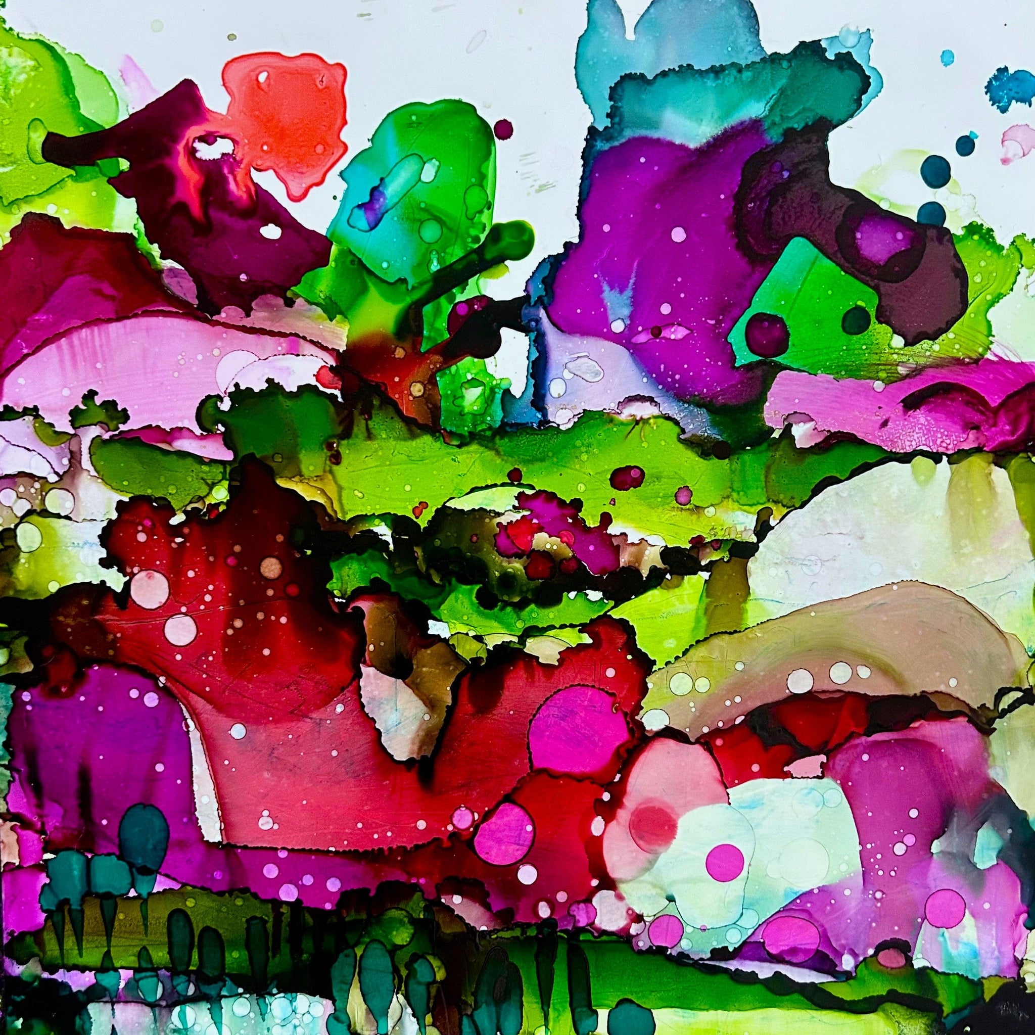 Stéphanie H. Oeuvre original - Peinture 12x12 Éclat de forêt