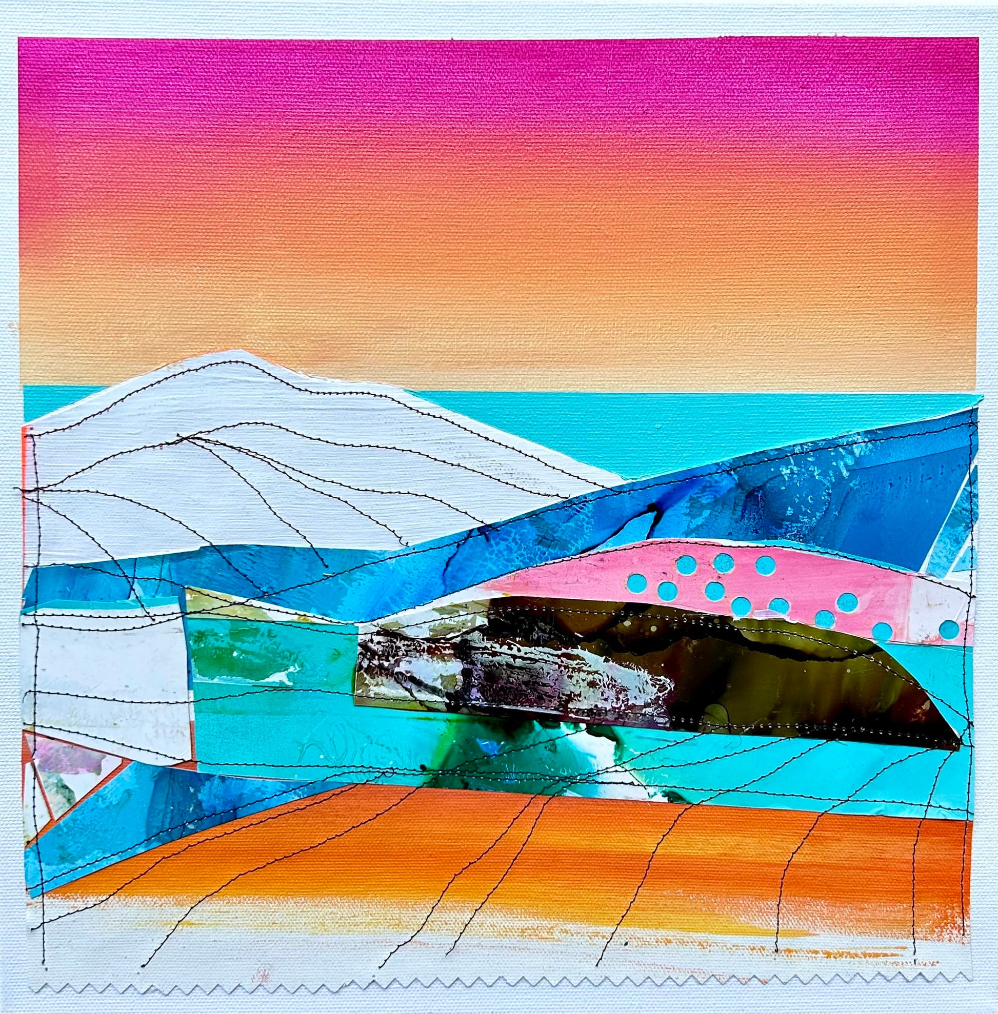 Stéphanie H. Oeuvre original - Peinture 12x12 Glaciers sur mer