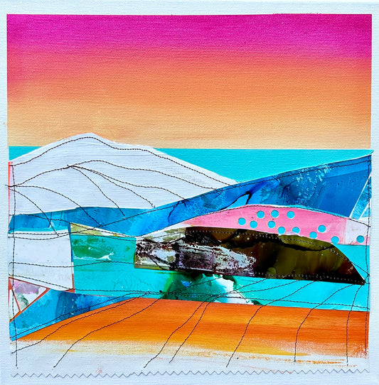 Stéphanie H. Oeuvre original - Peinture 12x12 Glaciers sur mer