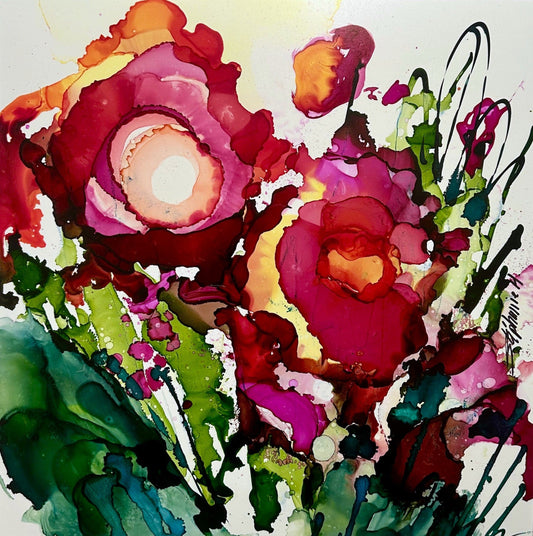 Stéphanie H. Oeuvre original - Peinture 12x12 Les amoureuses