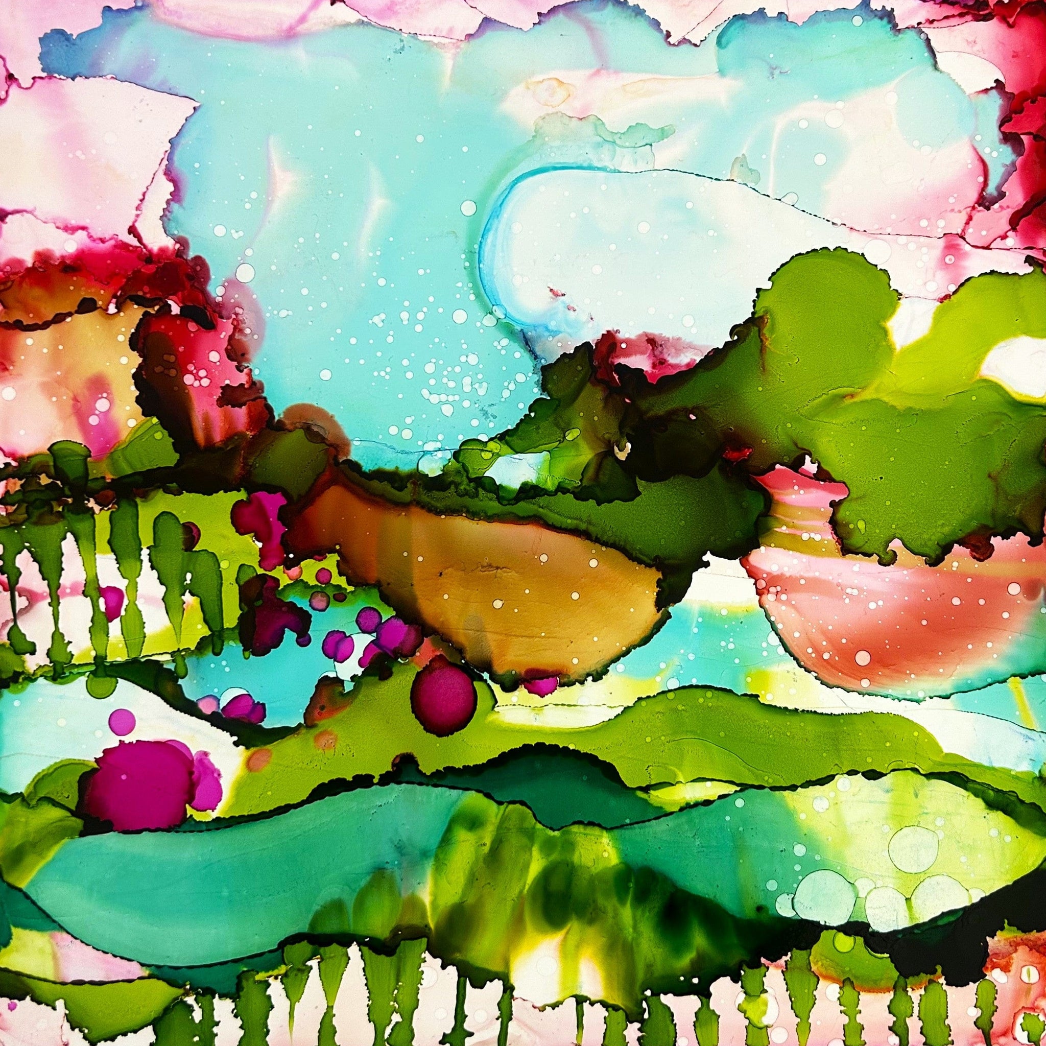 Stéphanie H. Oeuvre original - Peinture 12x12 Moment suspendu