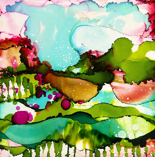 Stéphanie H. Oeuvre original - Peinture 12x12 Moment suspendu