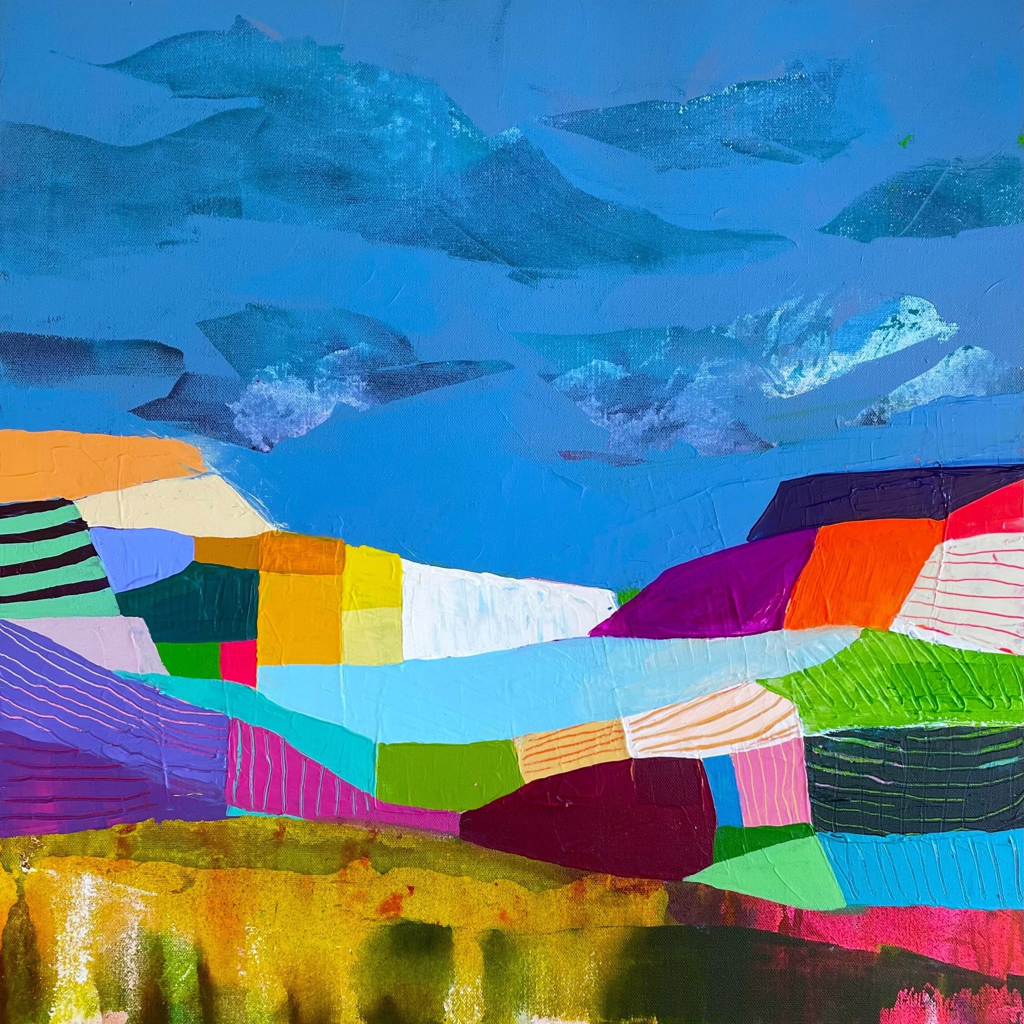 Stéphanie H. Oeuvre original - Peinture 24x24 Partir à l'aventure