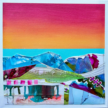 Stéphanie H. Oeuvre original - Peinture 12x12 Petite clôture rose