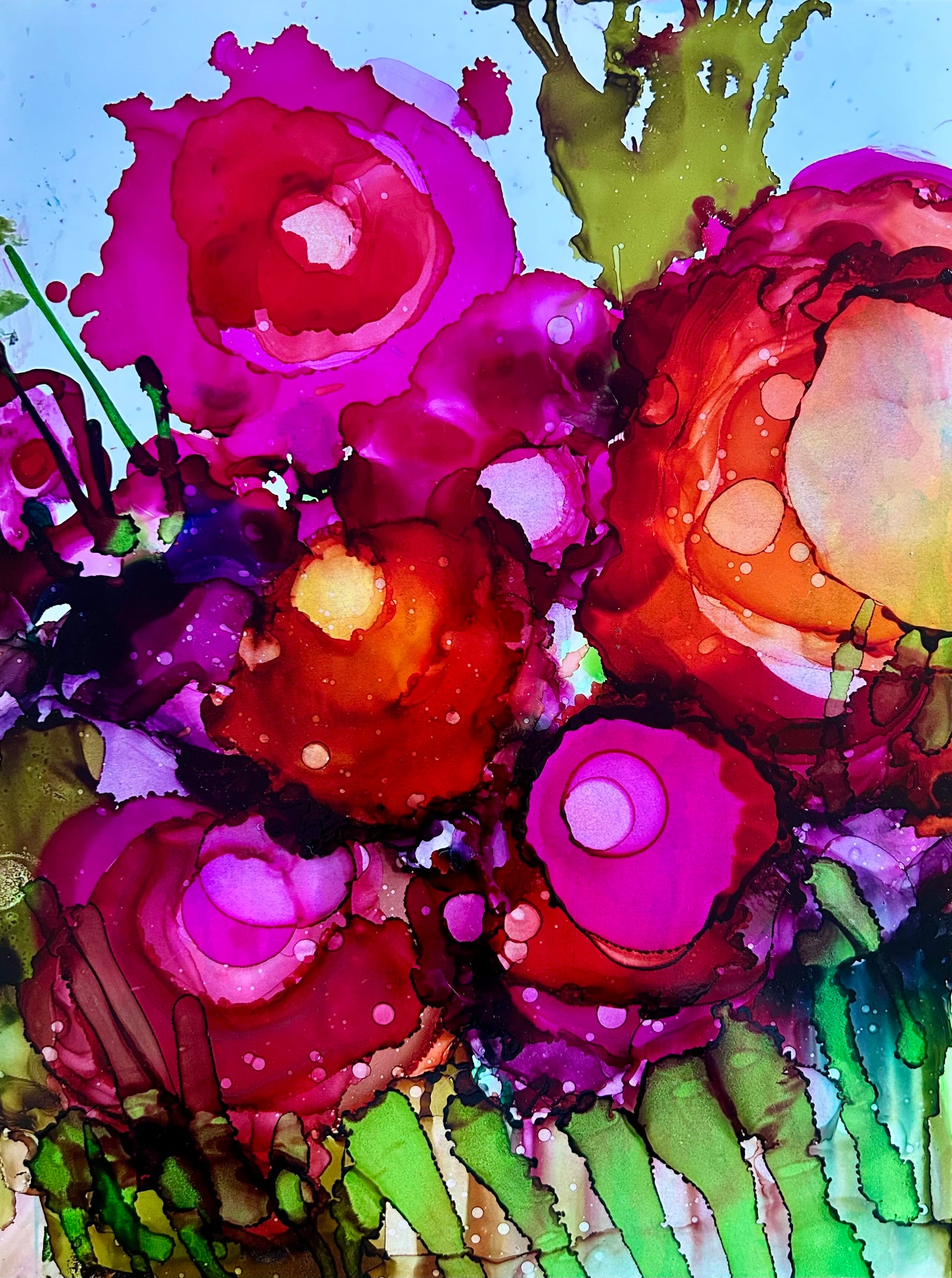 Stéphanie H. Oeuvre original - Peinture 10x8 Pink fiesta