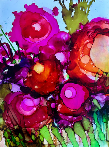 Stéphanie H. Oeuvre original - Peinture 10x8 Pink fiesta