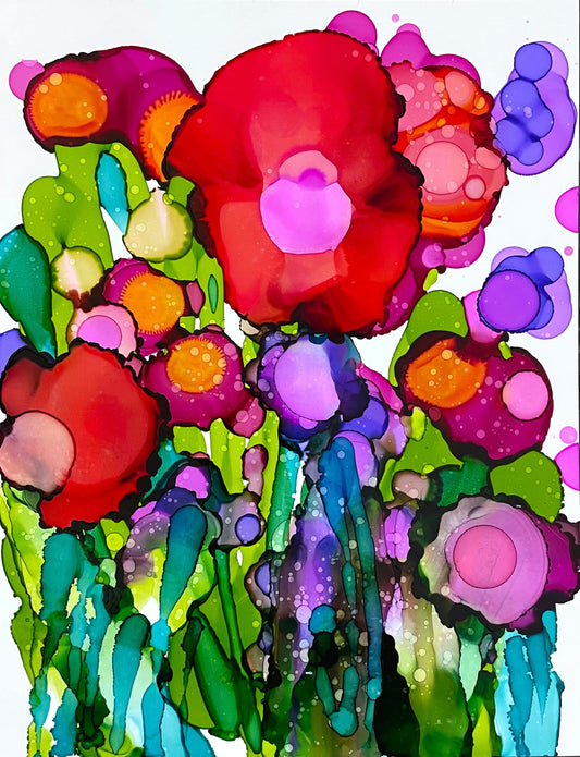 Stéphanie H. Oeuvre original - Peinture 11.5x8.5 V'là le printemps