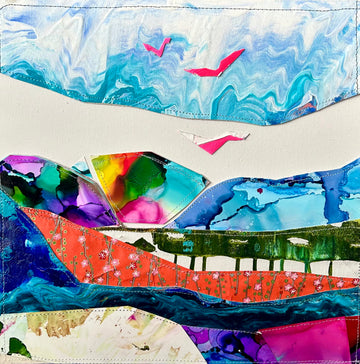 Stéphanie H. Oeuvre original - Peinture 12x12 Vol au-dessus de Monteverde