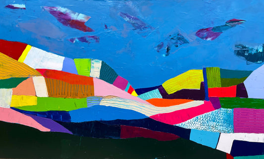 Stéphanie H. Oeuvre original - Techniques mixtes 36x60 La montagne aux sirènes