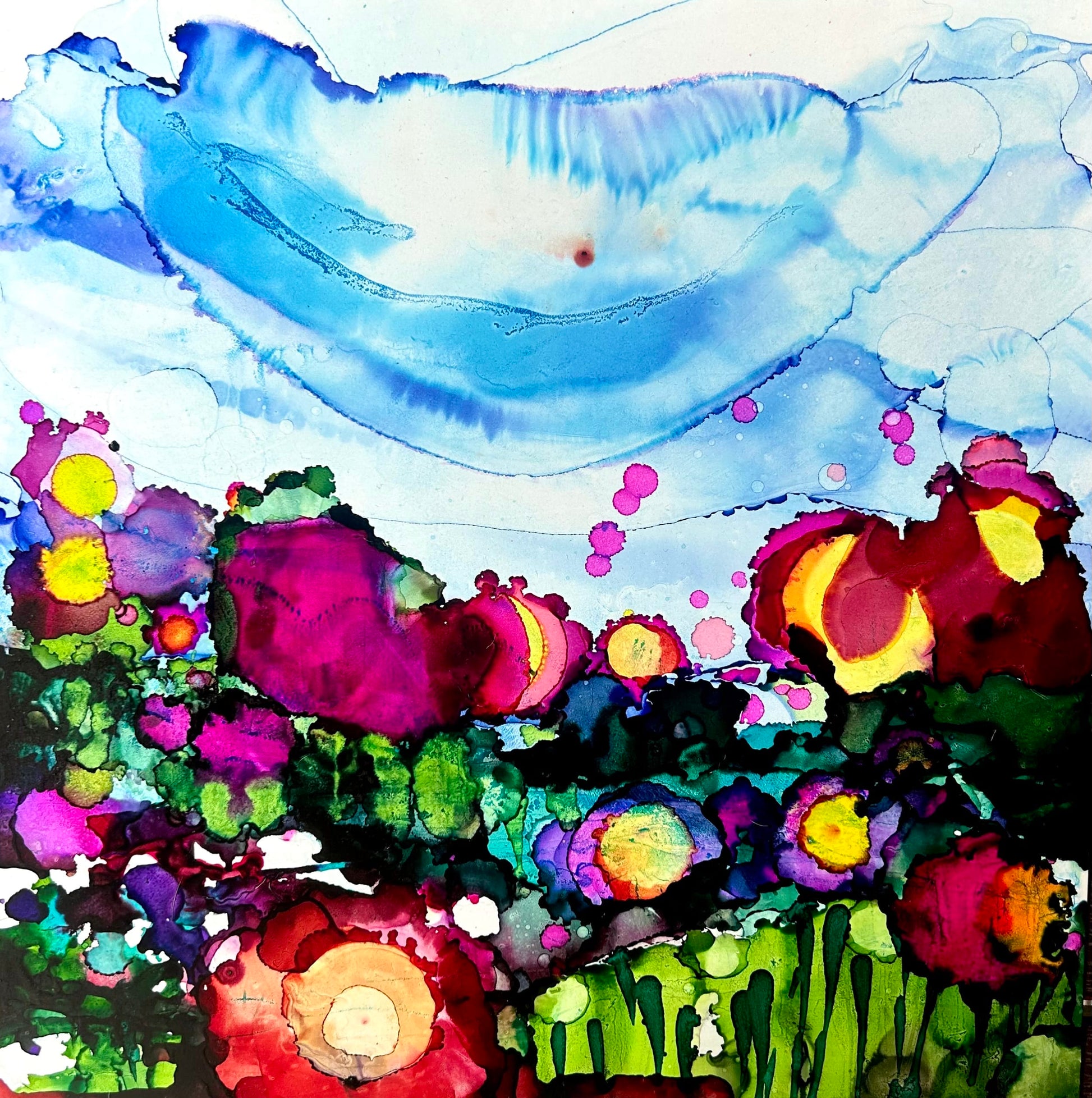 Stéphanie H. Oeuvre original - Techniques mixtes 12x12 Le printemps qui se lève