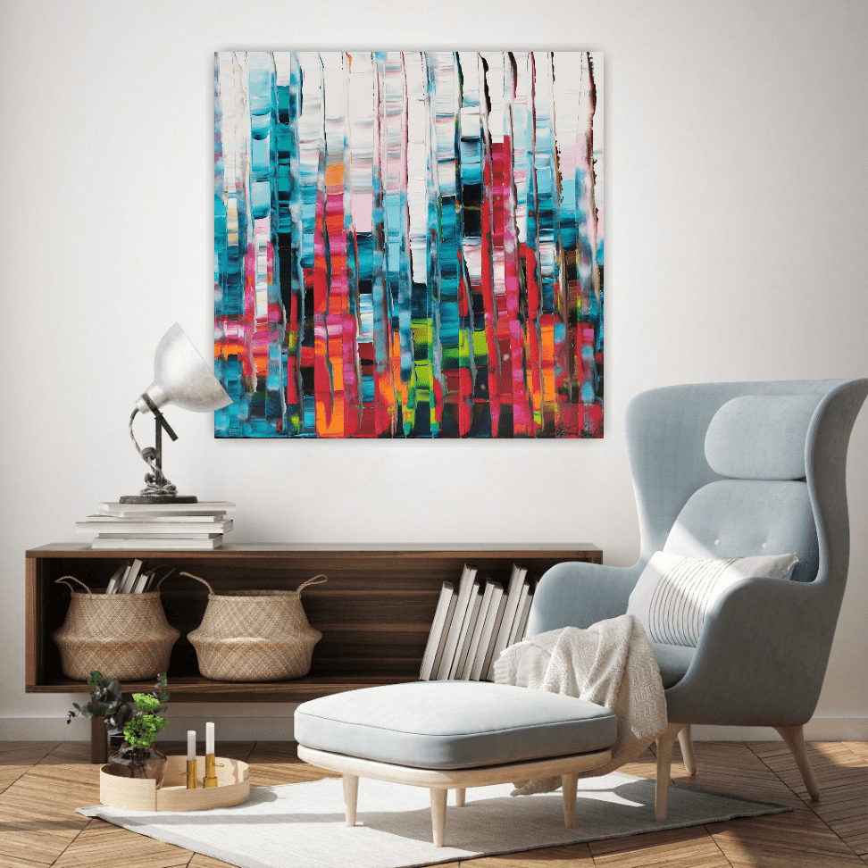 Stéphanie Rivet Oeuvre original - Peinture 40x40 Abstract Forest