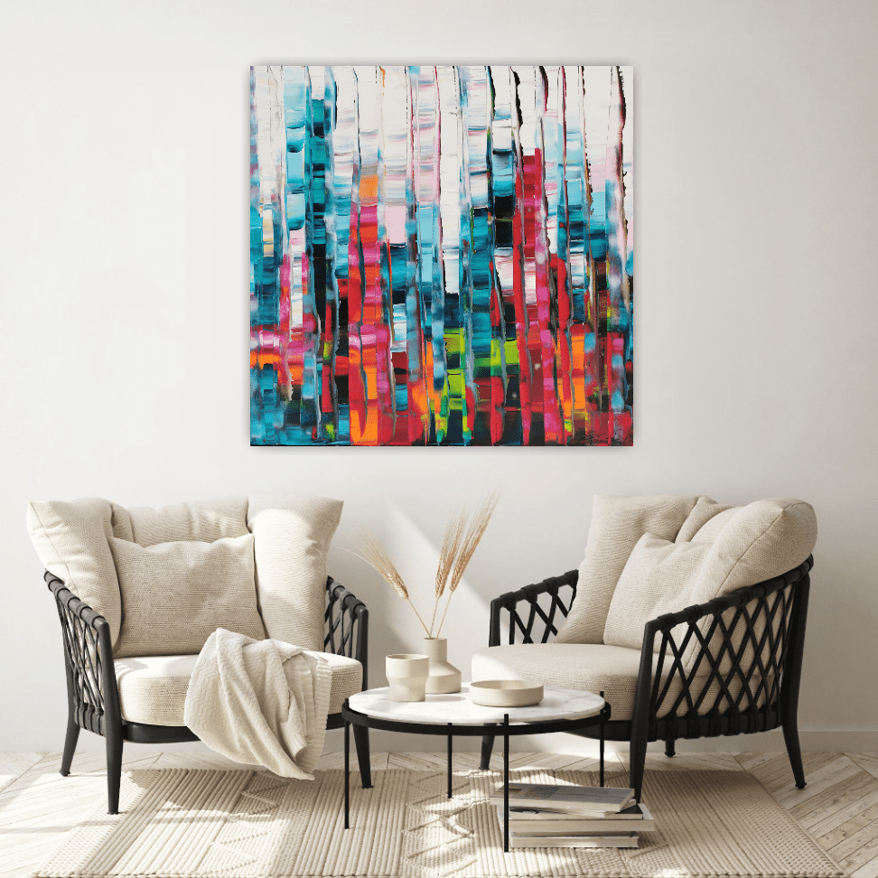 Stéphanie Rivet Oeuvre original - Peinture 40x40 Abstract Forest