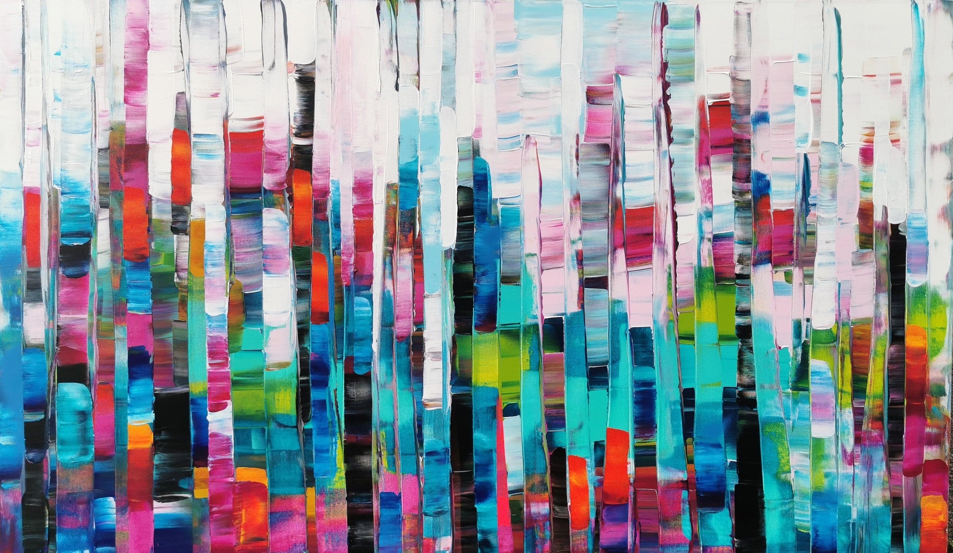 Stéphanie Rivet Oeuvre original - Peinture 36x60 Colorful Forest