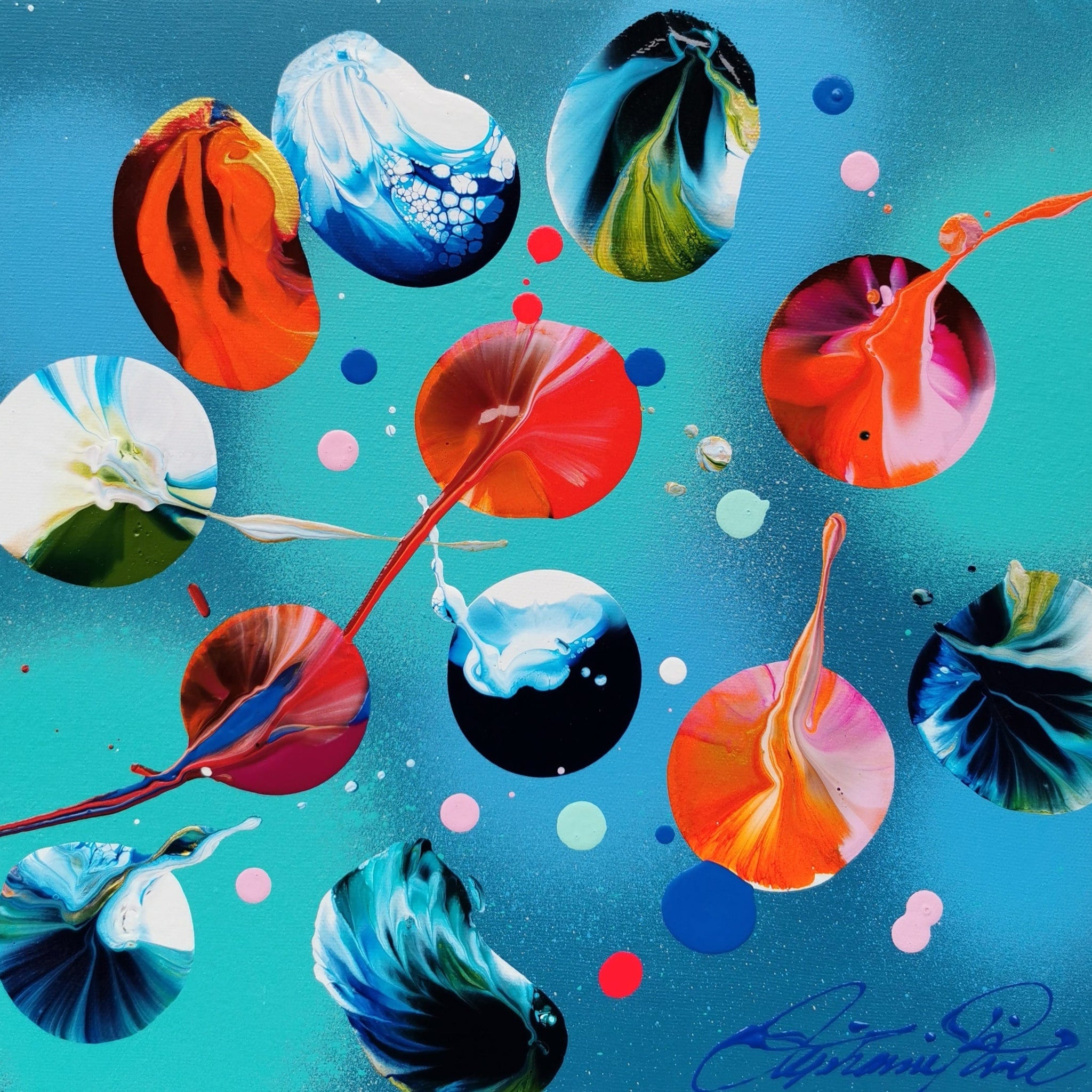 Stéphanie Rivet Oeuvre original - Peinture 12x12 Deep Turquoise 2