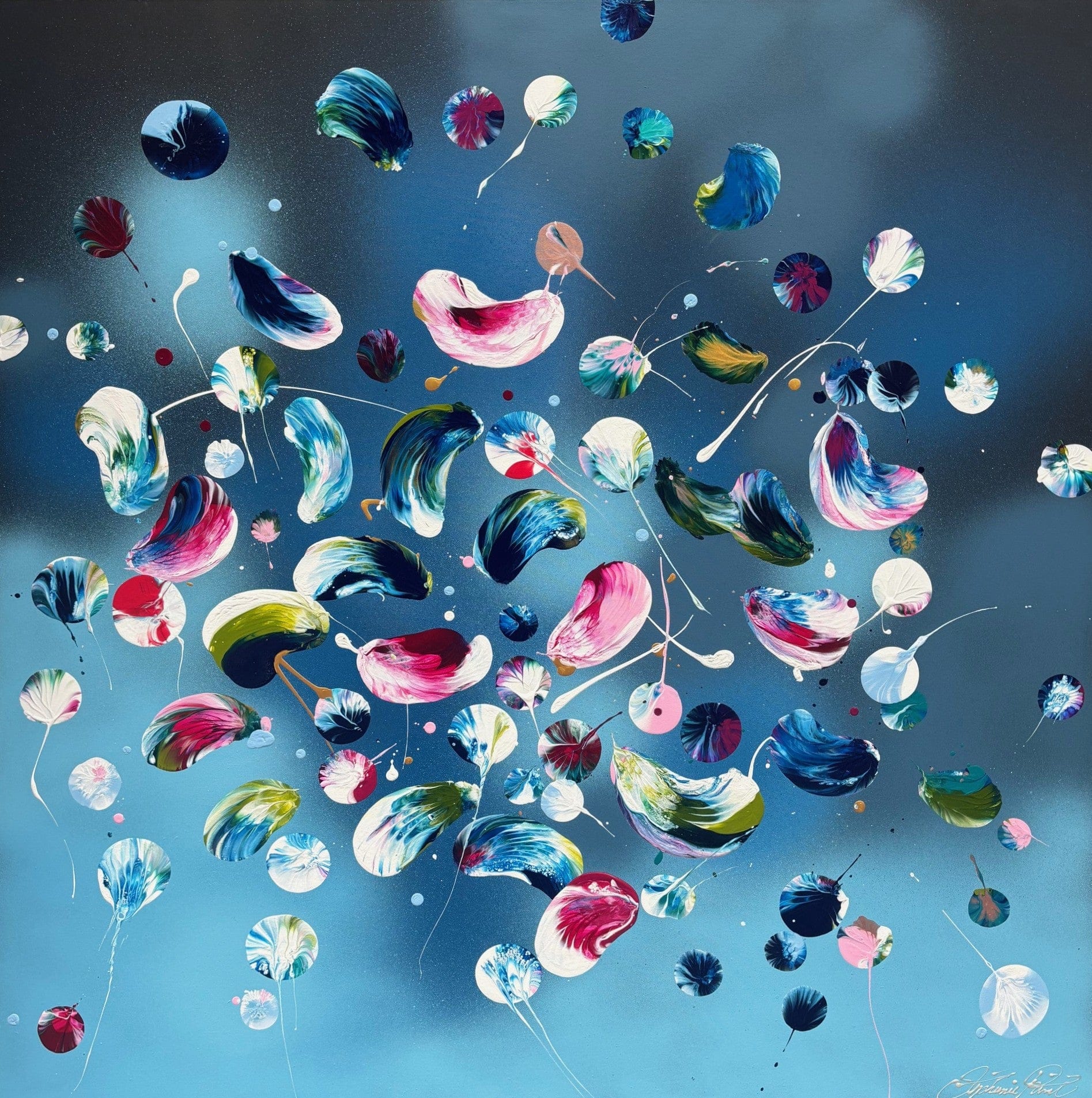 Stéphanie Rivet Oeuvre original - Peinture 48x48 L'heure bleue