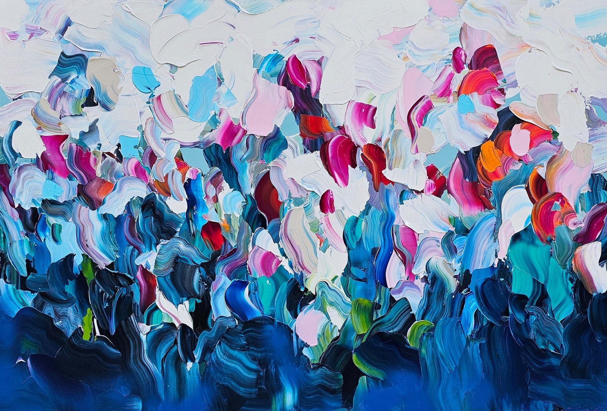 Stéphanie Rivet Oeuvre original - Peinture 40x60 Le jardin abstrait 2