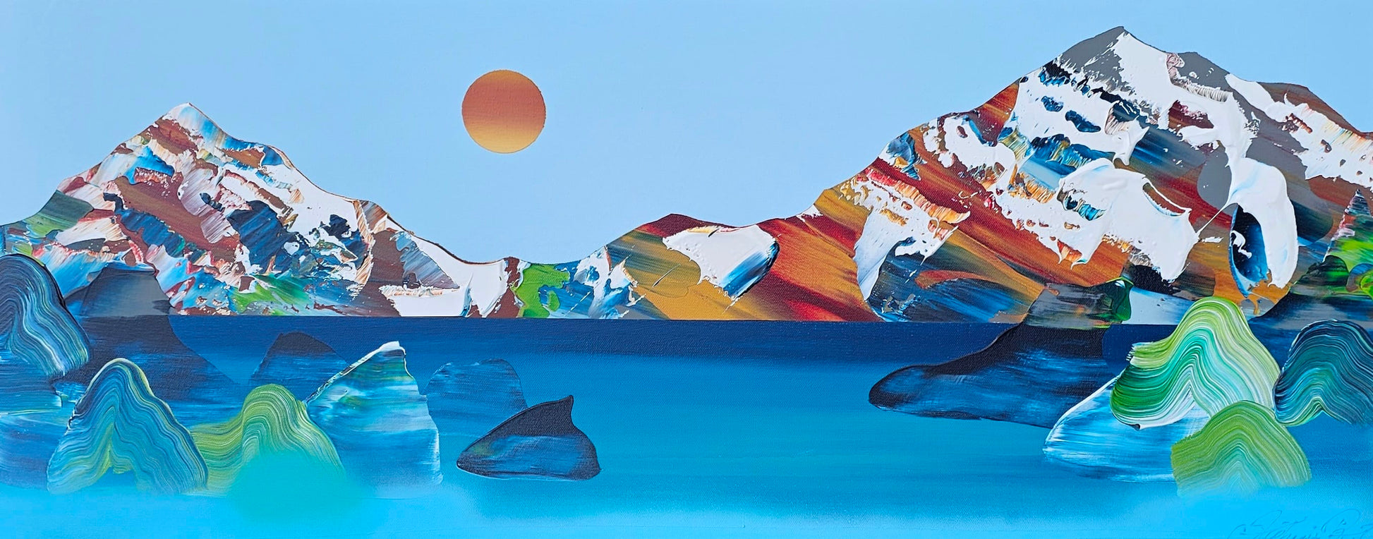 Stéphanie Rivet Oeuvre original - Peinture 16x40 Paysage onirique 1526