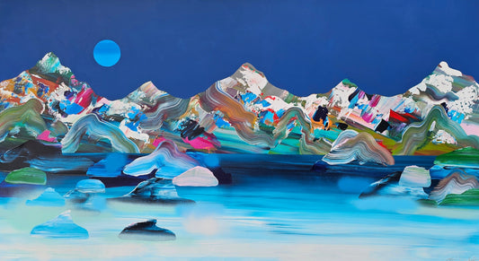 Stéphanie Rivet Oeuvre original - Peinture 40x72 Paysage onirique 1625