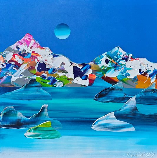 Stéphanie Rivet Oeuvre original - Peinture 24x24 Paysage onirique 1726
