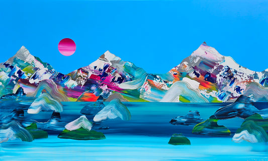 Stéphanie Rivet Oeuvre original - Peinture 36x60 Paysage onirique 426
