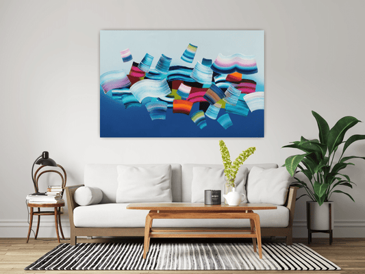 Stéphanie Rivet Oeuvre original - Peinture 40x60 Shades of Blue With Colors