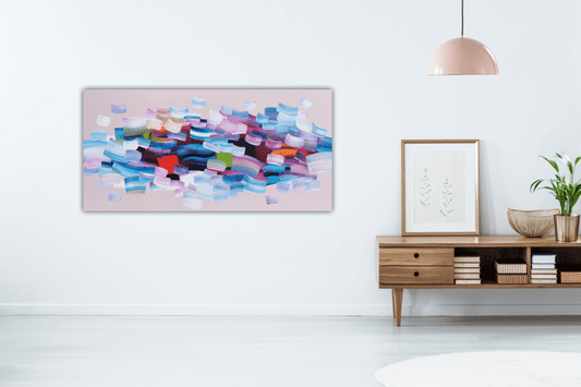Stéphanie Rivet Oeuvre original - Peinture 30x60 Voir la vie en rose
