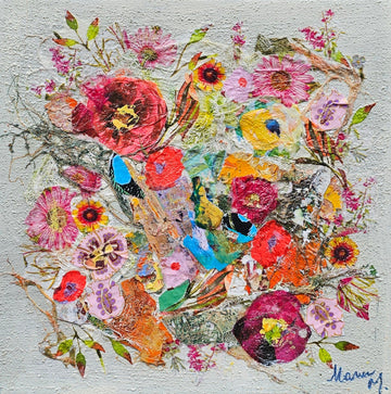 Stéphanie Rivet Oeuvre original - Techniques mixtes 10x10 A Magical Bouquet 3