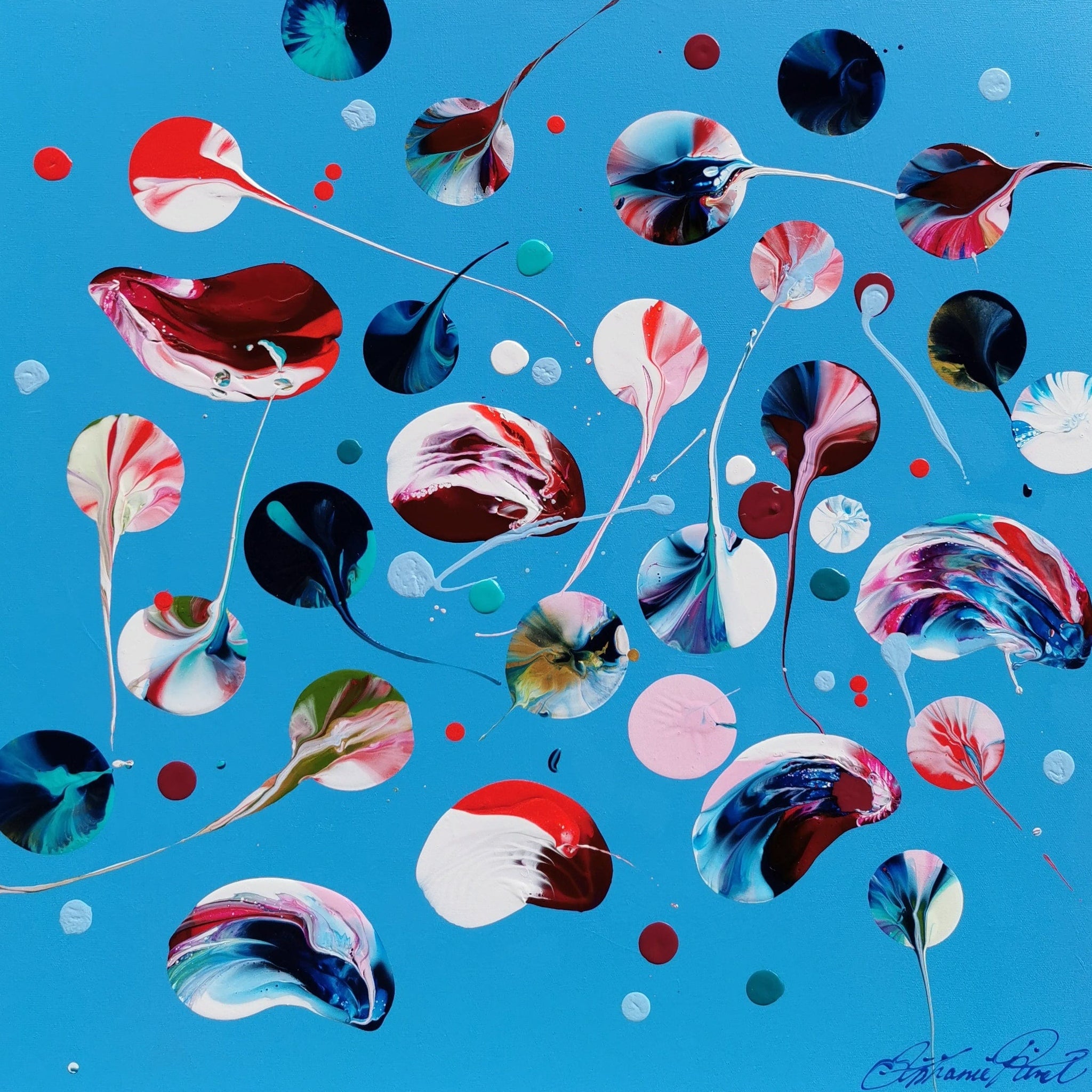 Stéphanie Rivet - Studio Oeuvre original - Peinture 24x24 Perfect Blue Sky - Summer Day