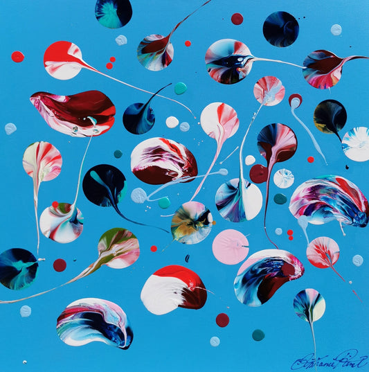 Stéphanie Rivet - Studio Oeuvre original - Peinture 24x24 Perfect Blue Sky - Summer Day