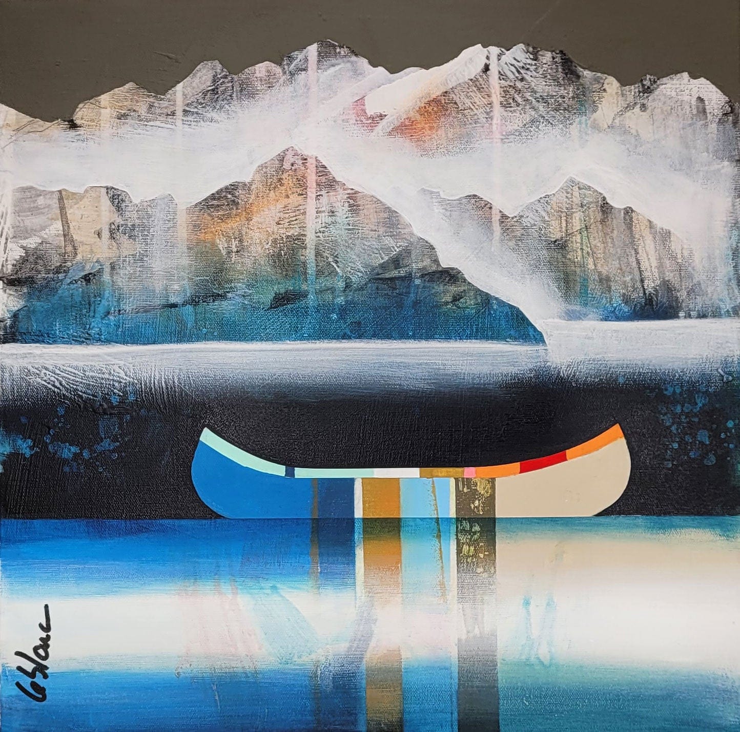 Sylvain Leblanc Oeuvre original - Peinture 16x16 Au large