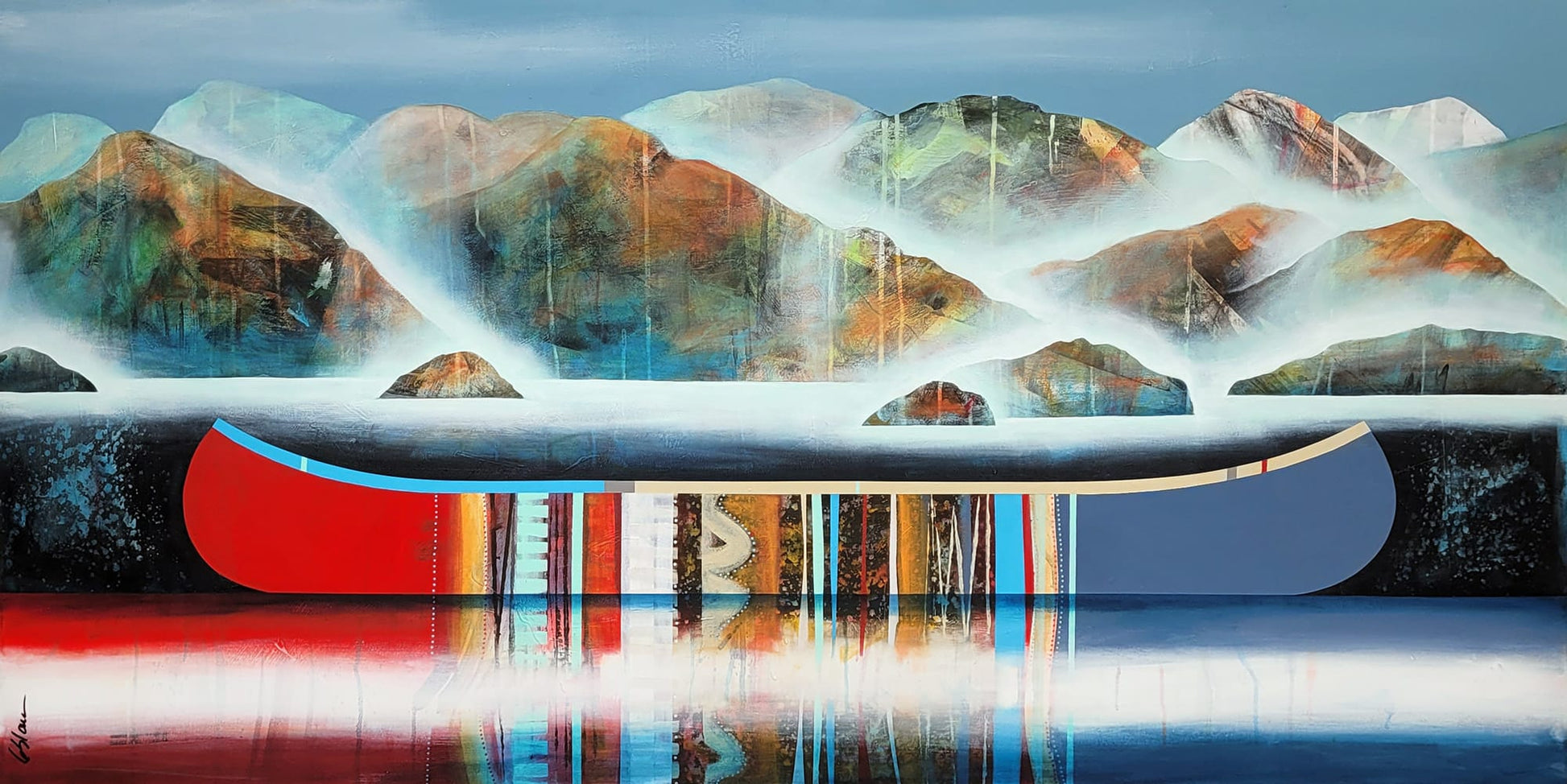 Sylvain Leblanc Oeuvre original - Peinture 30x60 Au long des rivages