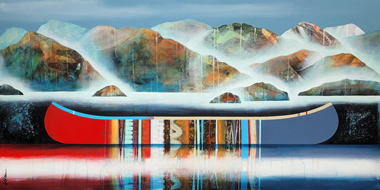 Sylvain Leblanc Oeuvre original - Peinture 30x60 Au long des rivages