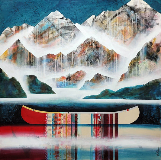 Sylvain Leblanc Oeuvre original - Peinture 42x42 C'est beau le bonheur