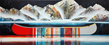 Sylvain Leblanc Oeuvre original - Peinture 30x72 Ce qu'il reste de nous