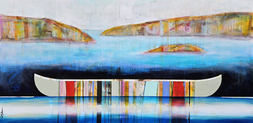 Sylvain Leblanc Oeuvre original - Peinture 36x72 Cet horizon qui nous souri