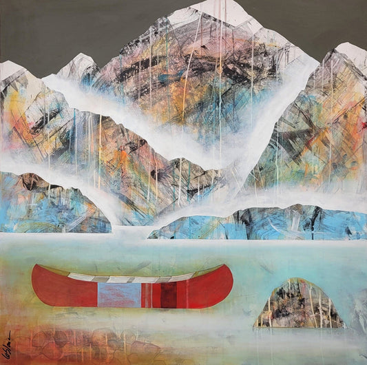 Sylvain Leblanc Oeuvre original - Peinture 36x36 Face aux obstacles