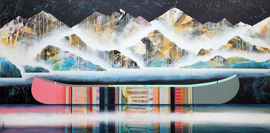 Sylvain Leblanc Oeuvre original - Peinture 36x72 Oui, je pars avec toi