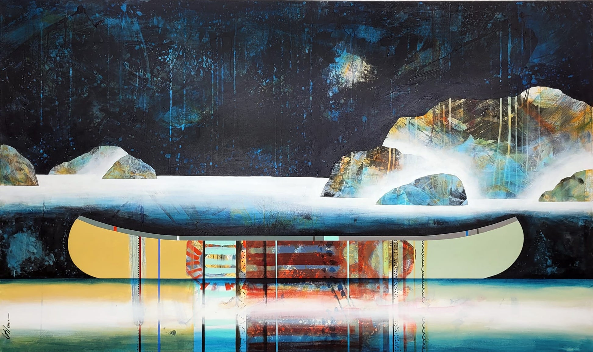 Sylvain Leblanc Oeuvre original - Peinture 36x60 Pendant que je t'attendais