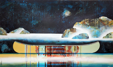 Sylvain Leblanc Oeuvre original - Peinture 36x60 Pendant que je t'attendais